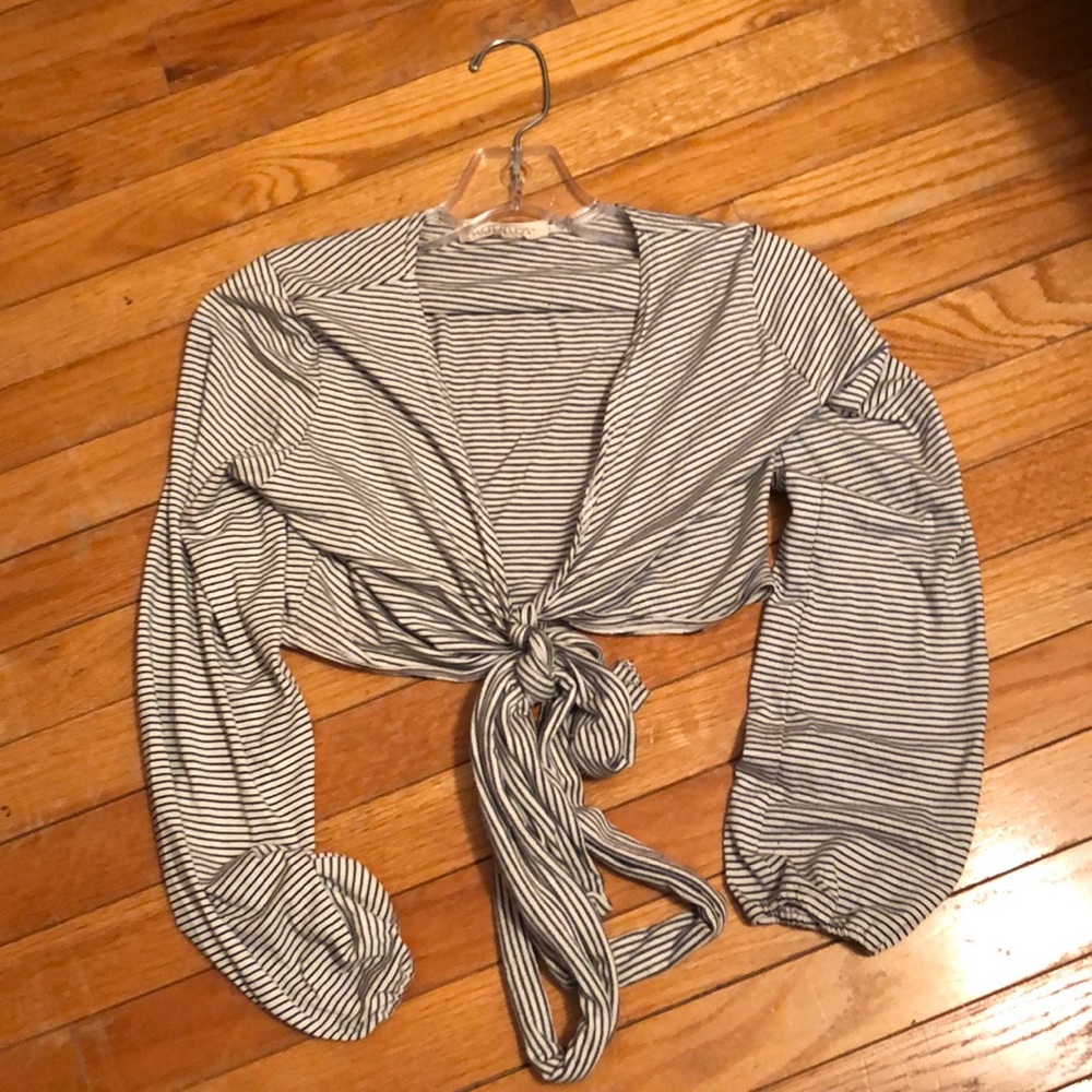 Striped Front Tie Top